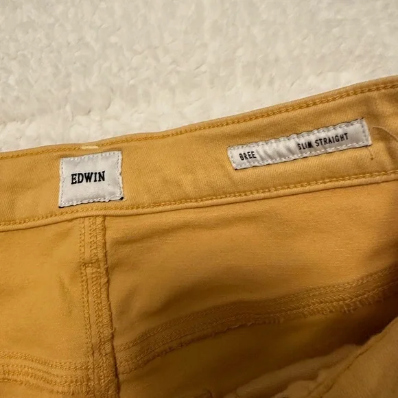 Anthropologie Edwin Bree Slim Raw Hem Women's Jeans Yellow Size 26 EUC - Picture 6 of 12